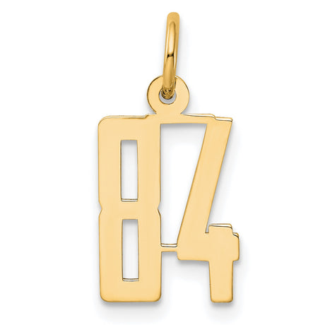 Small Elongated Number 84 Charm Pendant in Real 14k Yellow Gold