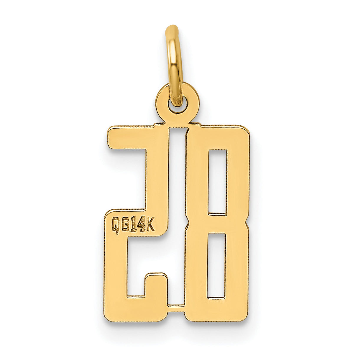 Small Elongated Number 85 Charm Pendant in Real 14k Yellow Gold