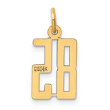 Small Elongated Number 85 Charm Pendant in Real 14k Yellow Gold