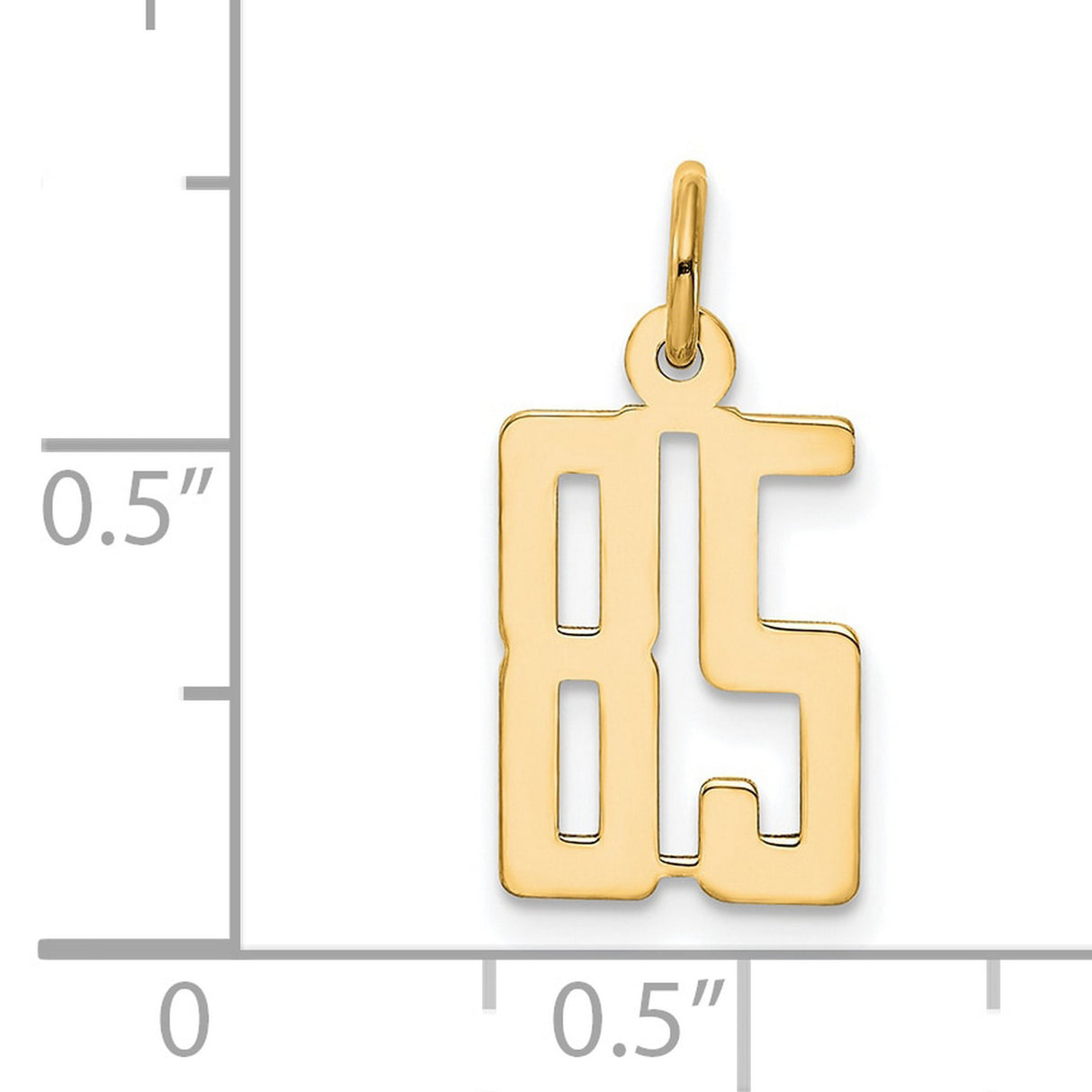 Small Elongated Number 85 Charm Pendant in Real 14k Yellow Gold