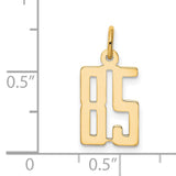 Small Elongated Number 85 Charm Pendant in Real 14k Yellow Gold