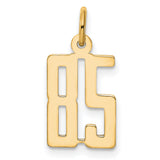 Small Elongated Number 85 Charm Pendant in Real 14k Yellow Gold