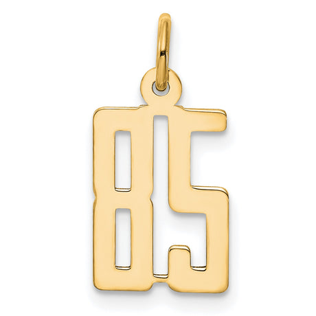 Small Elongated Number 85 Charm Pendant in Real 14k Yellow Gold