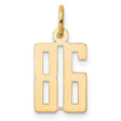 Small Elongated Number 86 Charm Pendant in Real 14k Yellow Gold