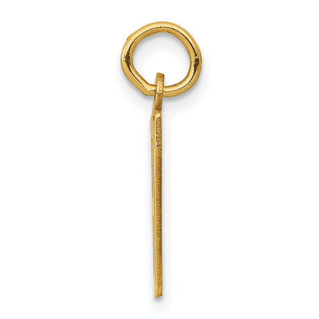 Small Elongated Number 87 Charm Pendant in Real 14k Yellow Gold