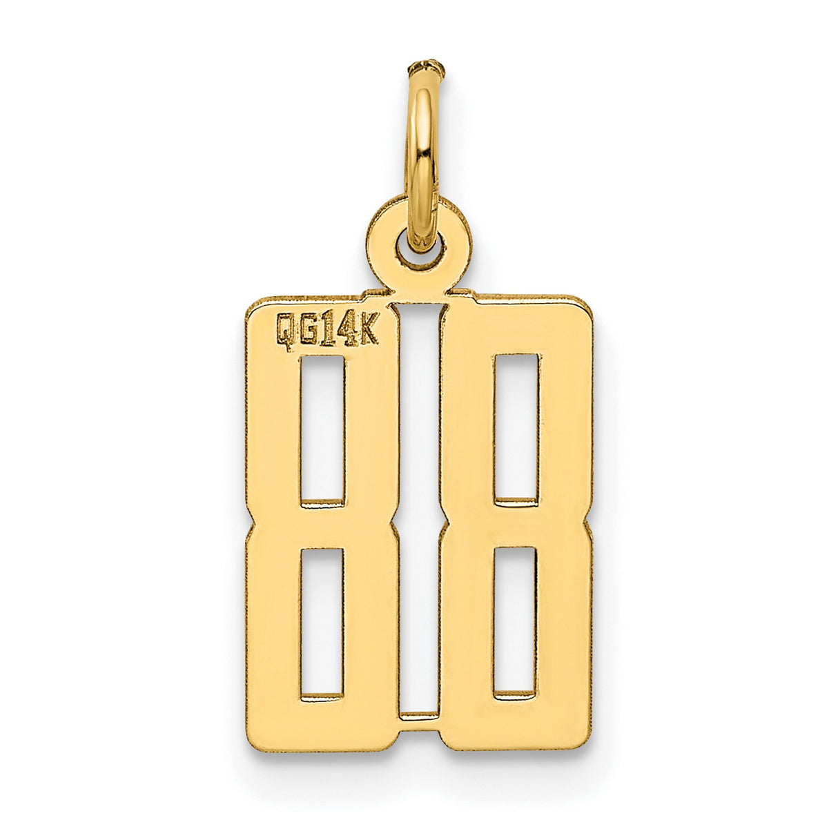 Small Elongated Number 88 Charm Pendant in Real 14k Yellow Gold