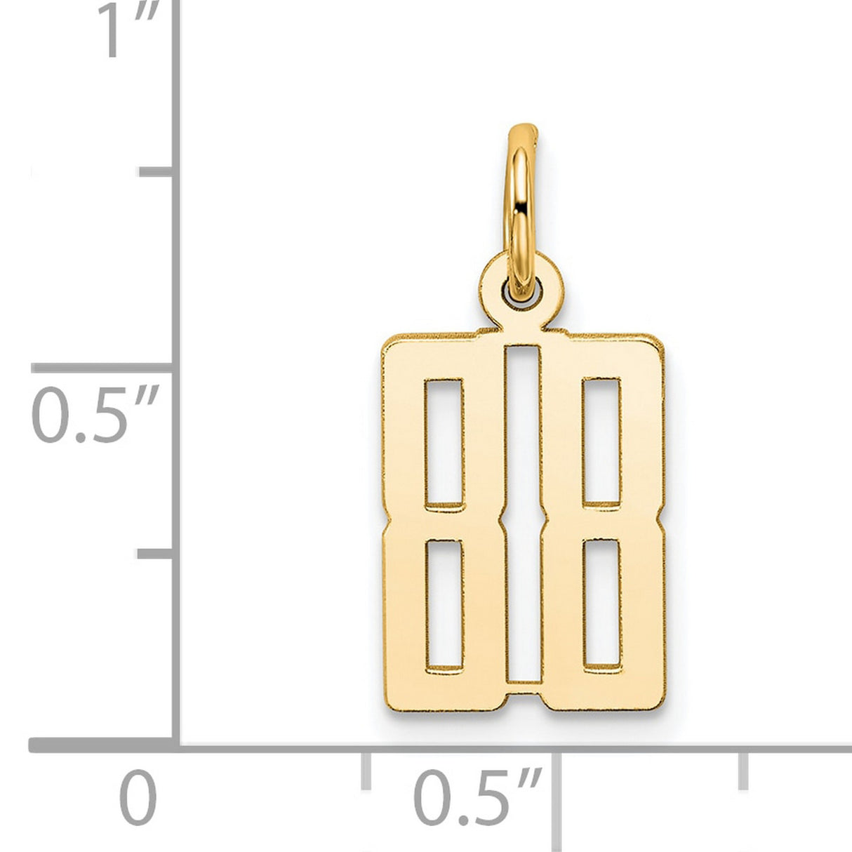 Small Elongated Number 88 Charm Pendant in Real 14k Yellow Gold
