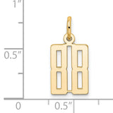 Small Elongated Number 88 Charm Pendant in Real 14k Yellow Gold