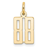 Small Elongated Number 88 Charm Pendant in Real 14k Yellow Gold
