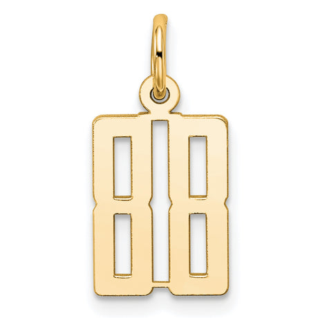 Small Elongated Number 88 Charm Pendant in Real 14k Yellow Gold