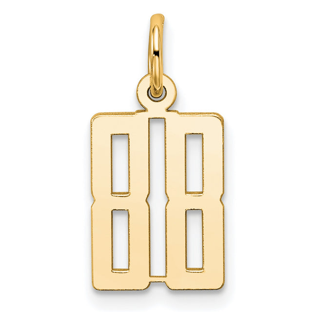 Small Elongated Number 88 Charm Pendant in Real 14k Yellow Gold