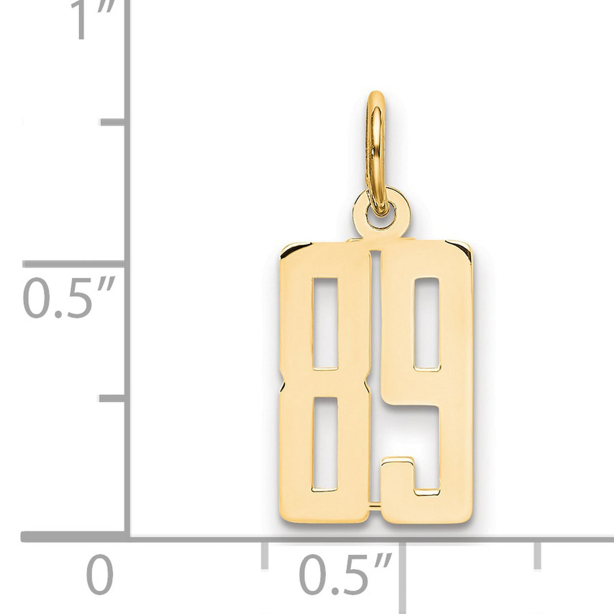 Small Elongated Number 89 Charm Pendant in Real 14k Yellow Gold