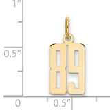 Small Elongated Number 89 Charm Pendant in Real 14k Yellow Gold