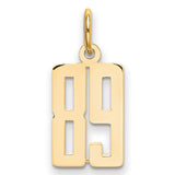 Small Elongated Number 89 Charm Pendant in Real 14k Yellow Gold