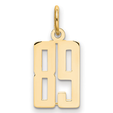 Small Elongated Number 89 Charm Pendant in Real 14k Yellow Gold