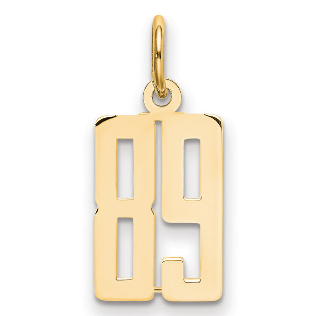 Small Elongated Number 89 Charm Pendant in Real 14k Yellow Gold