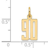 Small Elongated Number 90 Charm Pendant in Real 14k Yellow Gold