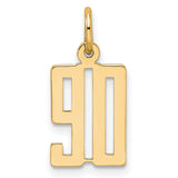 Small Elongated Number 90 Charm Pendant in Real 14k Yellow Gold