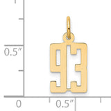 14k Yellow Gold Number 93 Pendant Charm, Bold Font Numeric Jewelry for Unisex Wear