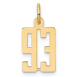 14k Yellow Gold Number 93 Pendant Charm, Bold Font Numeric Jewelry for Unisex Wear