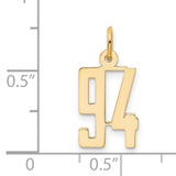 14k Yellow Gold Number 94 Pendant, Bold Modern Unisex Numeric Charm