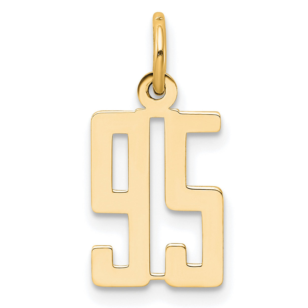 Small Elongated Number 95 Charm Pendant in Real 14k Yellow Gold