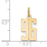 Small Elongated Number 96 Charm Pendant in Real 14k Yellow Gold