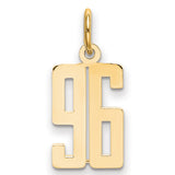 Small Elongated Number 96 Charm Pendant in Real 14k Yellow Gold