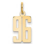 Small Elongated Number 96 Charm Pendant in Real 14k Yellow Gold