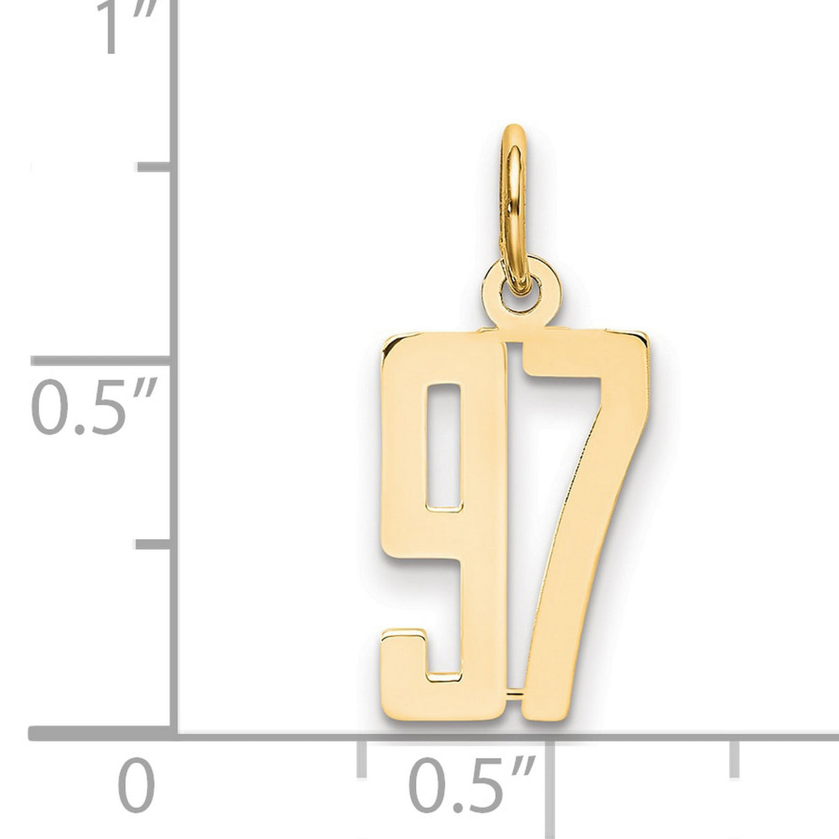 14k Yellow Gold Number 97 Pendant Charm, Bold Cutout Design, Unisex Sports Jewelry