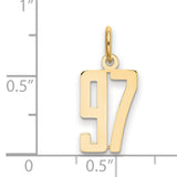 14k Yellow Gold Number 97 Pendant Charm, Bold Cutout Design, Unisex Sports Jewelry