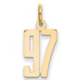 14k Yellow Gold Number 97 Pendant Charm, Bold Cutout Design, Unisex Sports Jewelry