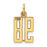 Small Elongated Number 98 Charm Pendant in Real 14k Yellow Gold