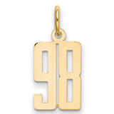 Small Elongated Number 98 Charm Pendant in Real 14k Yellow Gold