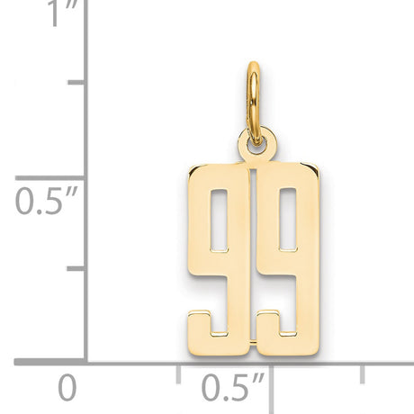 14k Yellow Gold Number 99 Pendant Charm with Modern Block Design for Men and Women