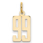 14k Yellow Gold Number 99 Pendant Charm with Modern Block Design for Men and Women