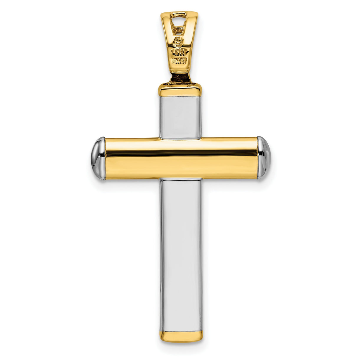 Polished Crucifix Charm Pendant in Real 14k Multi-Tone Gold