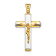 Polished Crucifix Charm Pendant in Real 14k Multi-Tone Gold