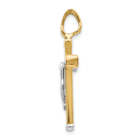 14k Multi-Tone Gold Crucifix Cross Pendant with Jesus Figure, Catholic Religious Jewelry
