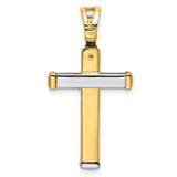 Polished Crucifix Charm Pendant in Real 14k Multi-Tone Gold