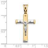 Polished Crucifix Charm Pendant in Real 14k Multi-Tone Gold