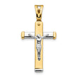 Polished Crucifix Charm Pendant in Real 14k Multi-Tone Gold