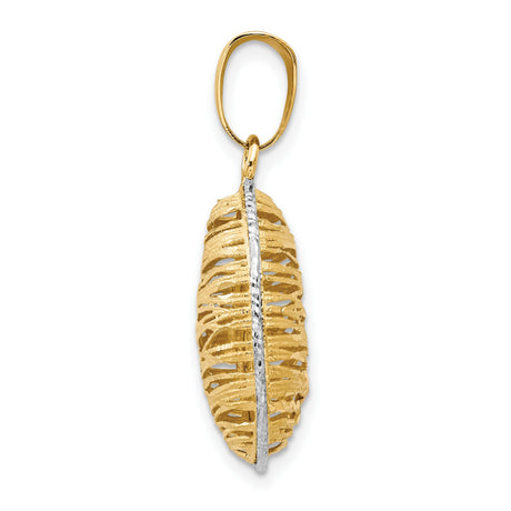 Polished Hollow Charm Pendant in Real 14k Multi-Tone Gold