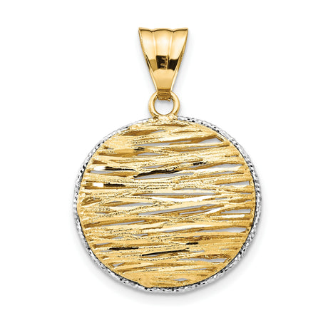 Polished Hollow Charm Pendant in Real 14k Multi-Tone Gold