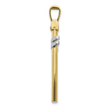 14k Yellow Gold Cross Pendant, Polished Linear Design, Unisex Minimalist Religious Jewelry