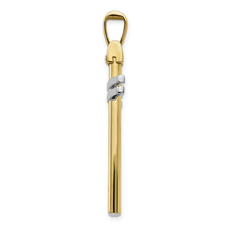 14k Yellow Gold Cross Pendant, Polished Linear Design, Unisex Minimalist Religious Jewelry