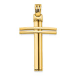 14k Yellow Gold Cross Pendant, Polished Linear Design, Unisex Minimalist Religious Jewelry