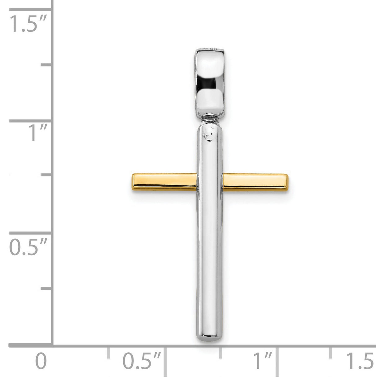 Polished Cross Charm Pendant in Real 14k Multi-Tone Gold
