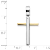 Polished Cross Charm Pendant in Real 14k Multi-Tone Gold
