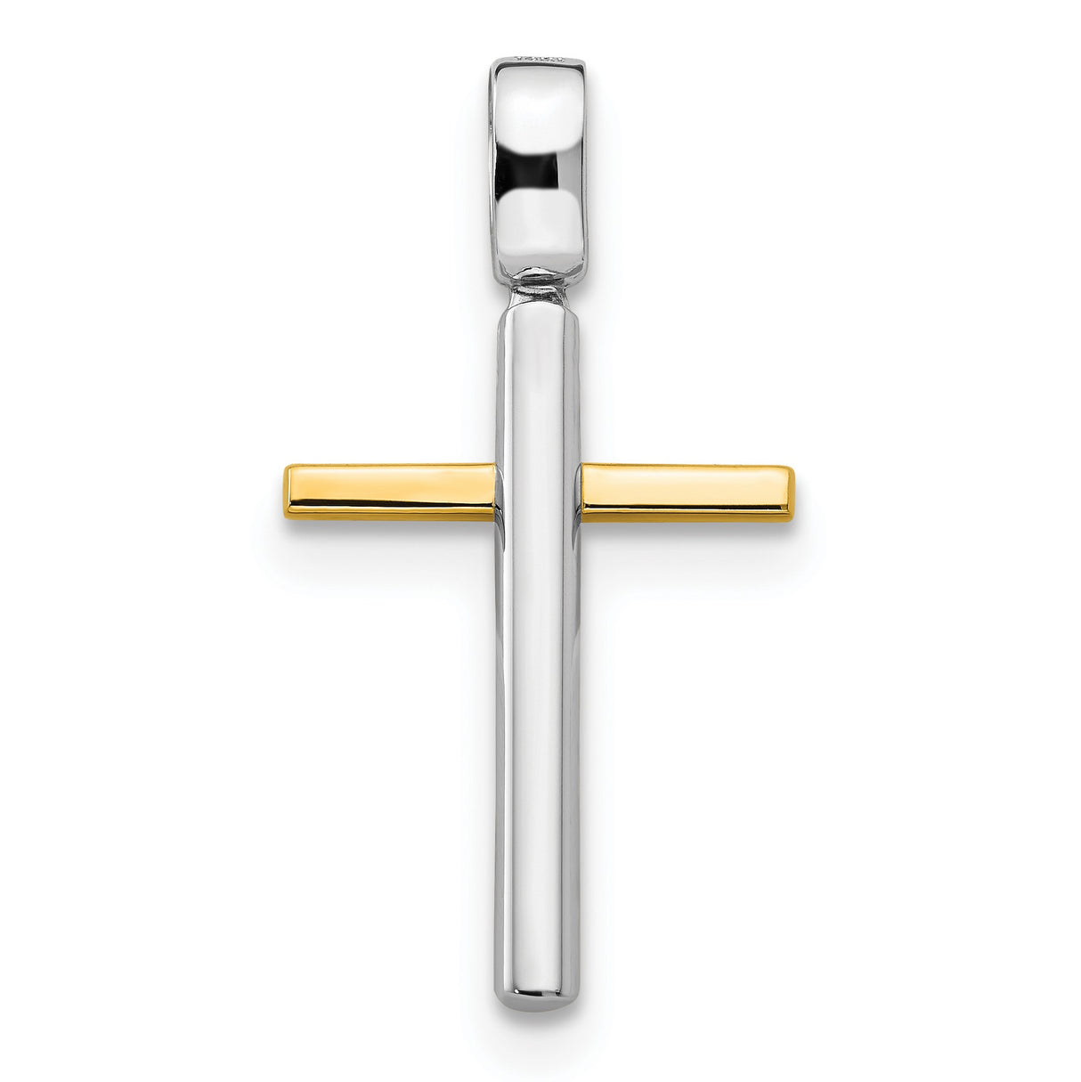 Polished Cross Charm Pendant in Real 14k Multi-Tone Gold